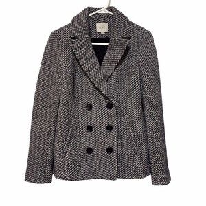 LOFT Tweed Double Breasted Wool Blend Coat Jacket Size Small